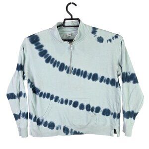 Womens Old Navy Blue Tie Dye Pullover Sweater 1/4 Zip Long Sleeve Size S